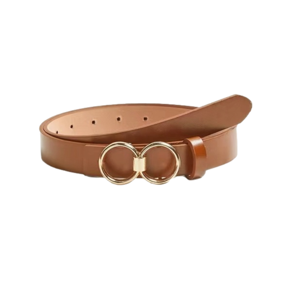 Boho Double Round Buckle PU Leather Waist Belt - Picture 4 of 10